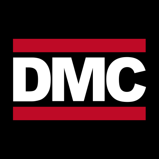 Distributed Mutable Containers logo: reference to the rap band Run DMC, it shows a white DMC enclosed in top and bottom red bars over a black background.